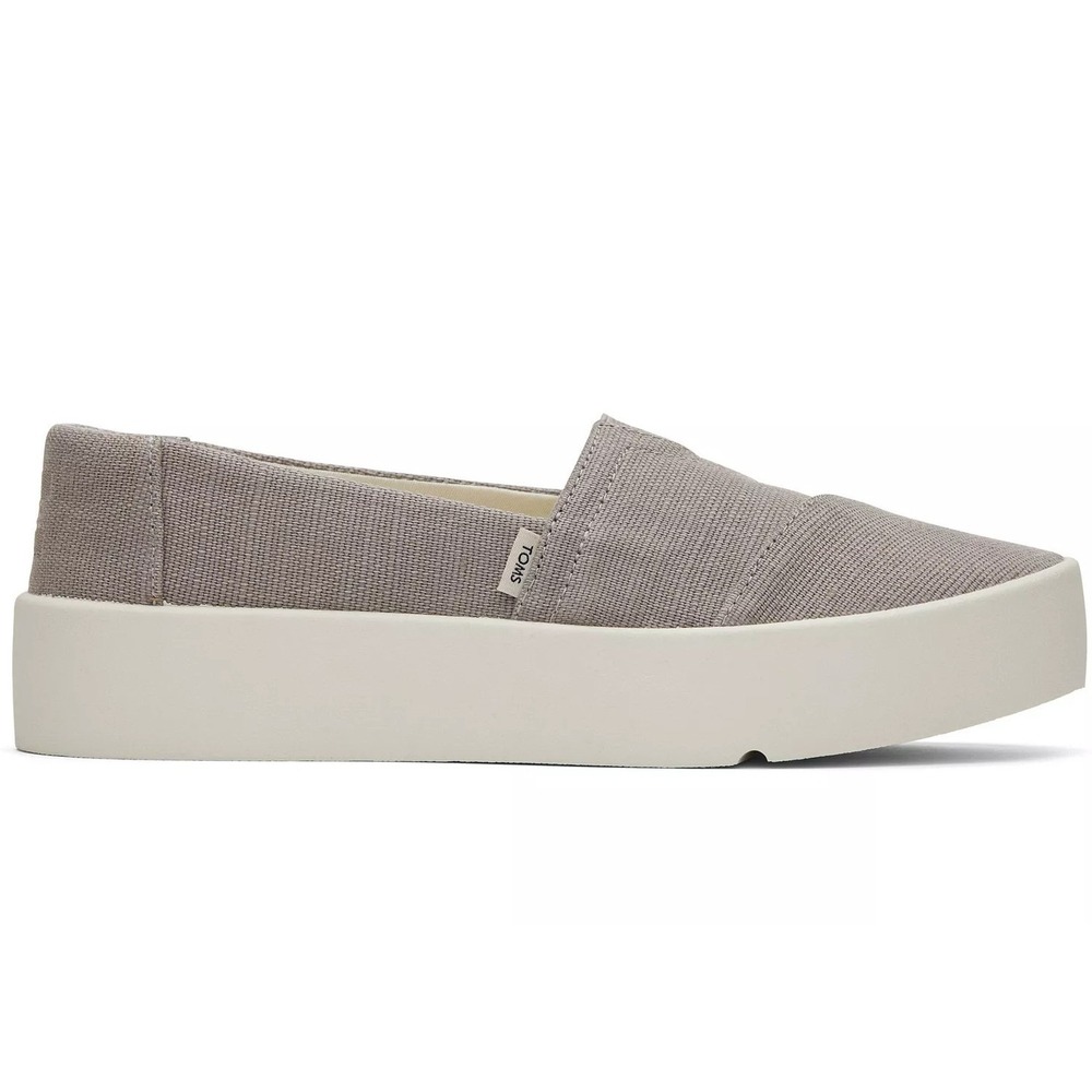 TOMS Women's Verona Platform Slip On Sneakers Shoes Dove Grey Canvas NEW 8.5 - Picture 2 of 5